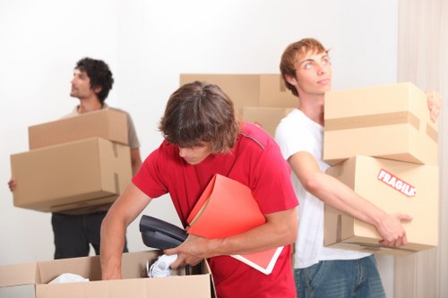 Office furniture and equipment prepared for a local commercial move