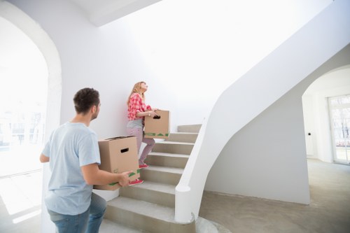 Packed household items ready for transport in West London